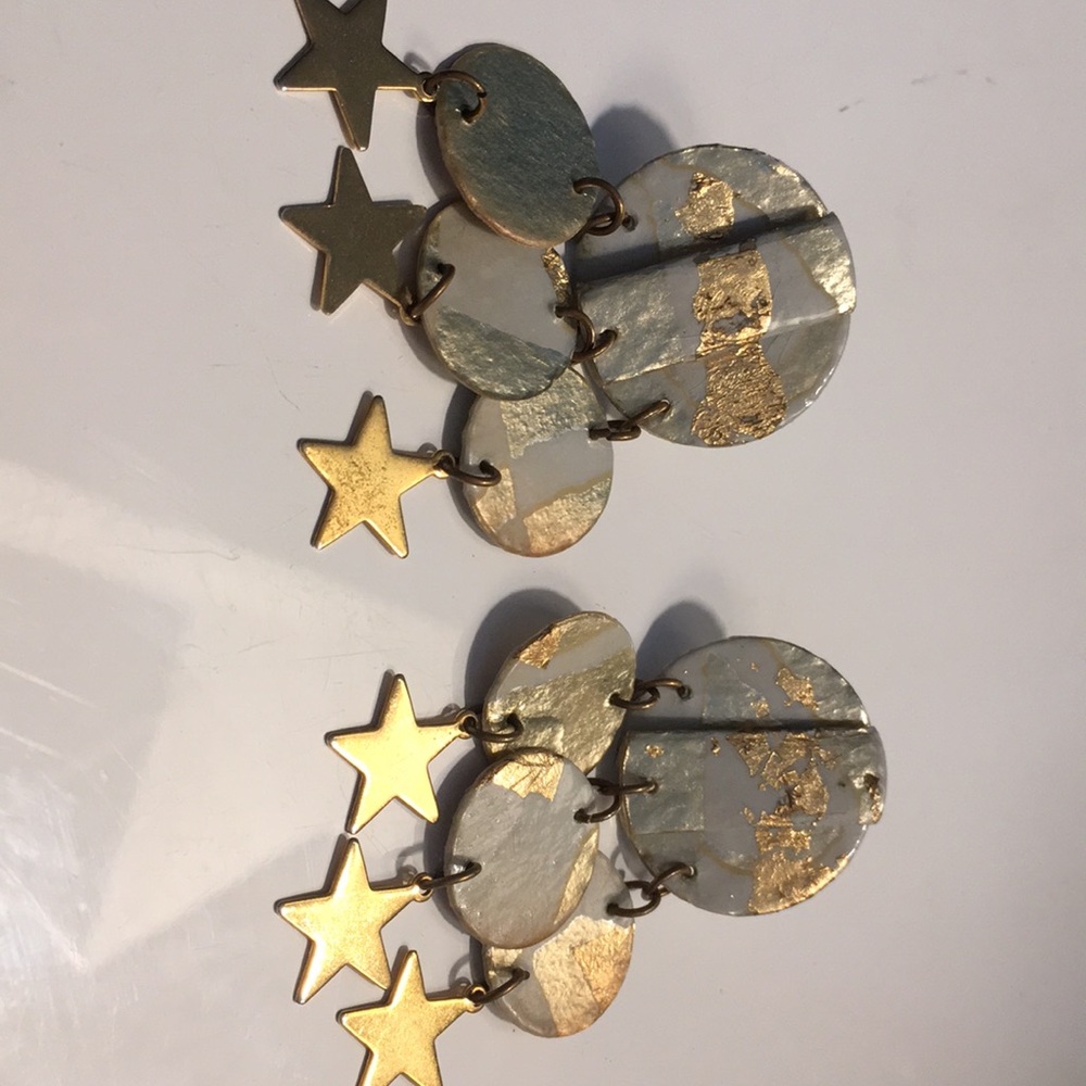 CLEARANCE Gold and white earrings